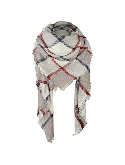 Zando Womens Winter Scarf Tassel Plaid Scarf Chunky Blanket Scarves Soft Lightweight Blanket Thick Large Wrap Shawl 2