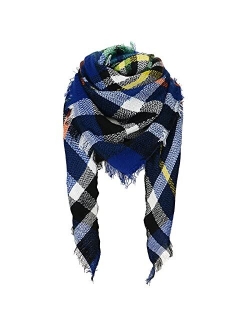 Zando Plaid Blanket Thick Winter Scarf Tartan Chunky Wrap Oversized Shawl Cape Scarves