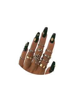 Gold Boho Ring Sets Stackable Knuckle Ring Vintage Snake Finger Rings Set Stacking Joint Midi Trendy Rings Sets for Women Girls Teens