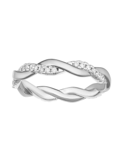 PRIMROSE Sterling Silver Cubic Zirconia Twist Ring