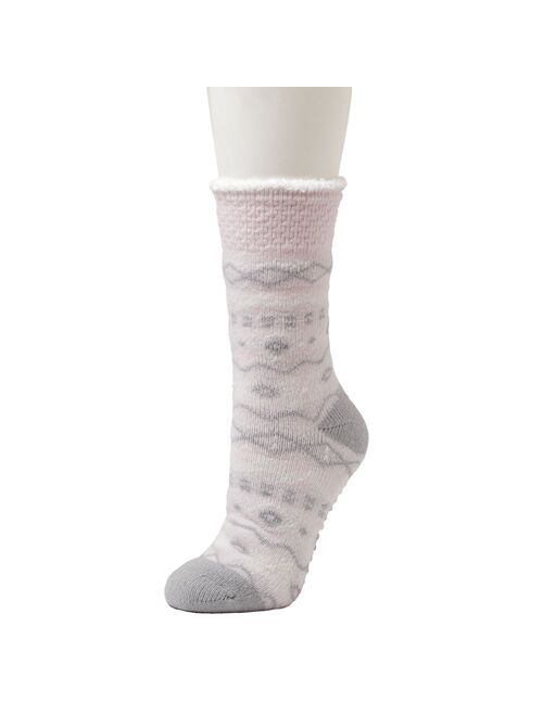 Women's Cuddl Duds Fairisle Snowflake Slipper Socks