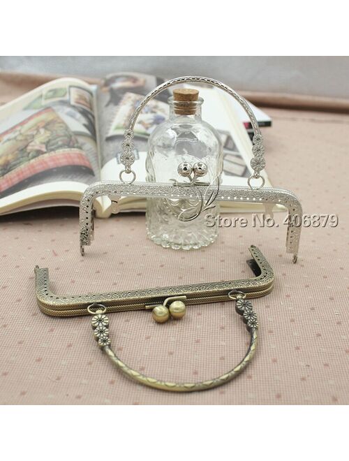 KISSDIY 10pcs 20 cm 3 small flower handle sewing purse Metal frames Antique bronze silver golden  kiss clasp bag accessory