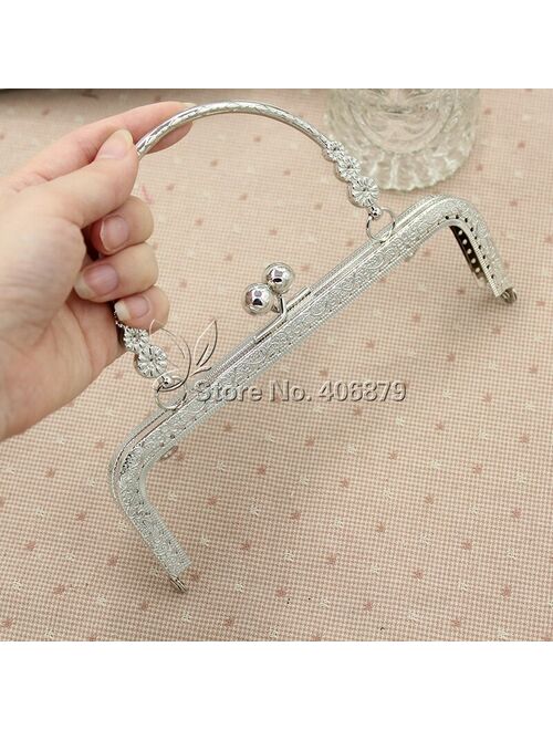 KISSDIY 10pcs 20 cm 3 small flower handle sewing purse Metal frames Antique bronze silver golden  kiss clasp bag accessory