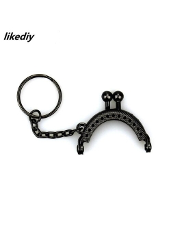 20 Pcs/Lot 4 CM Bronze/Silver/Golden/Gun Black Half Round Metal Purse Frame Kiss Clasp Lock With Key Ring Bag Accessories