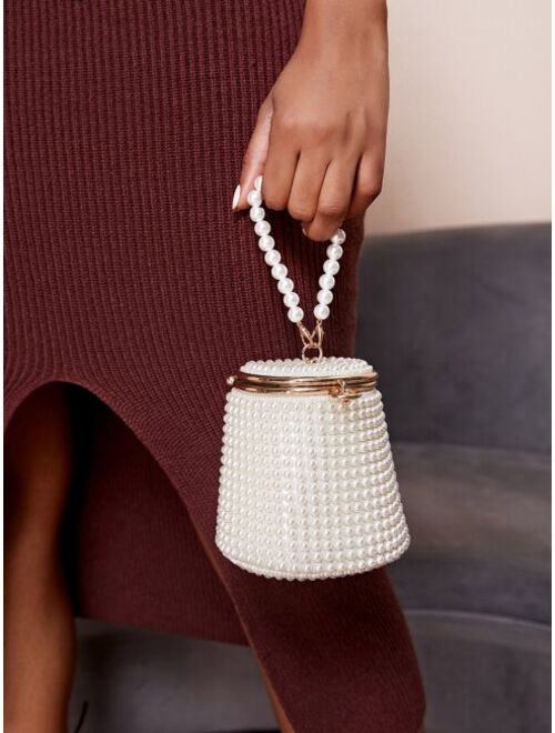 Shein Mini Faux Pearl Decor Bucket Bag