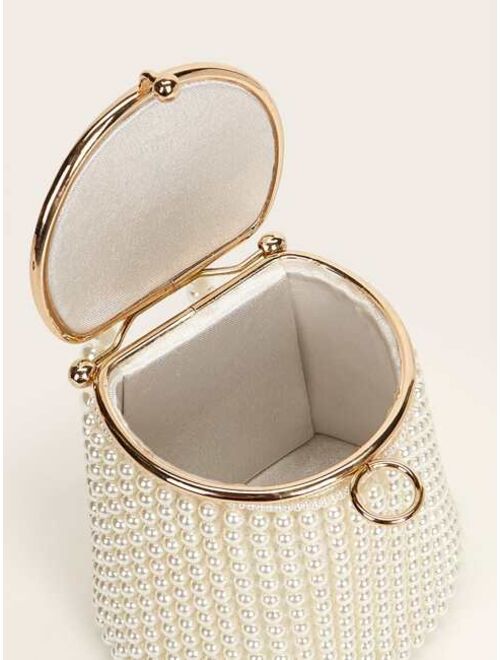 Shein Mini Faux Pearl Decor Bucket Bag