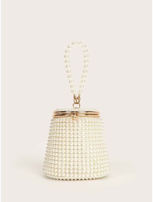 Shein Mini Faux Pearl Decor Bucket Bag