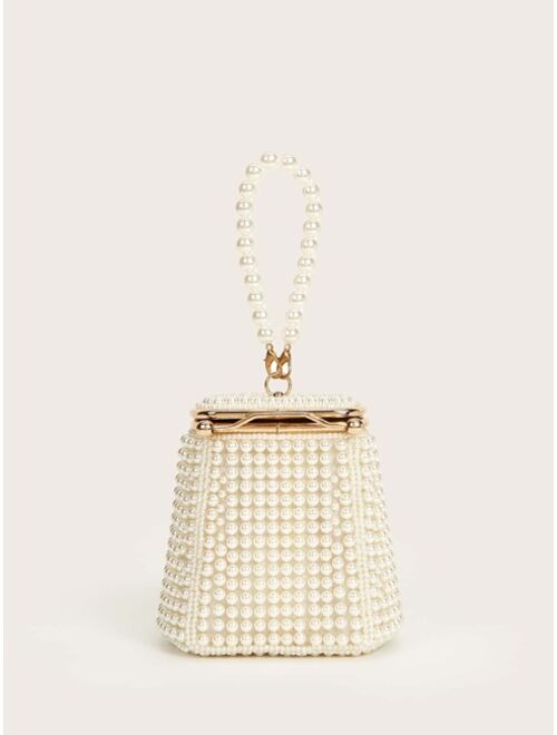 Shein Mini Faux Pearl Decor Bucket Bag