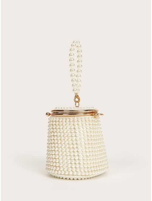 Shein Mini Faux Pearl Decor Bucket Bag