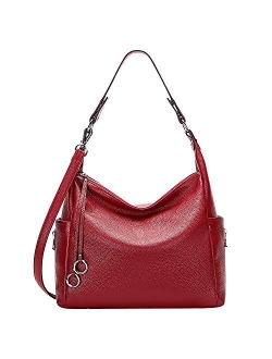 Genuine Leather Purses and Handbags Shoulder Bags for Women Ladies Hobo Crossbody Purse Large