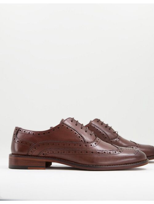 Asos Design brogue shoes in brown leather oxford shoes