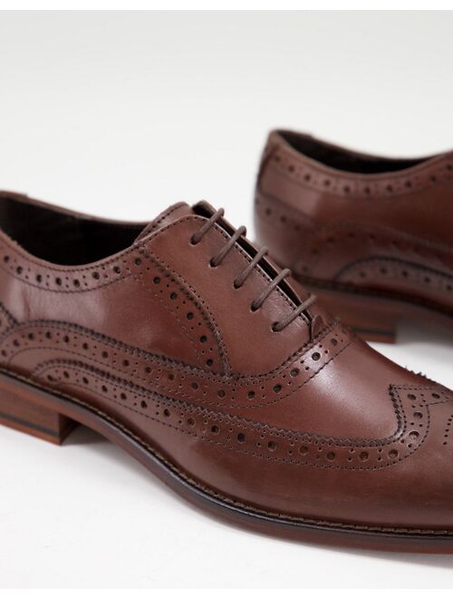 Asos Design brogue shoes in brown leather oxford shoes