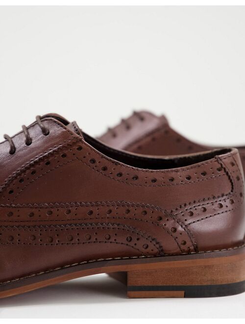 Asos Design brogue shoes in brown leather oxford shoes