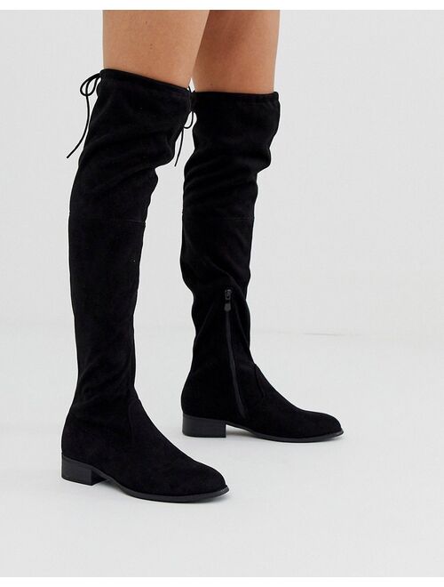 Public Desire Elle flat over the knee boots in black