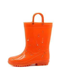 EUXTERPA Toddler-Kids Eco-Friendly Rain Boots, Waterproof Boots with Easy-On Handles for Girls and Boys