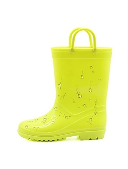 EUXTERPA Toddler-Kids Eco-Friendly Rain Boots, Waterproof Boots with Easy-On Handles for Girls and Boys