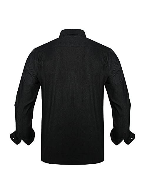 Neufigr Men's Casual Button Down Dress Shirts Long-Sleeve Denim Work Shirts