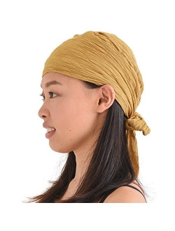 CHARM Pirate Hat Head Scarf - Boho Long Turban Bandana Cap Scarf Gypsy Fortune Teller Pirate Costume