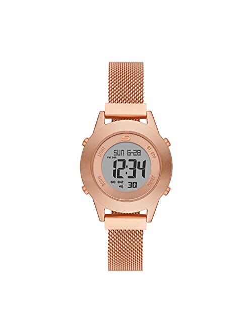 Skechers Women's Rosencrans Digi Quartz Plastic and Silicone Sports Digital Watch