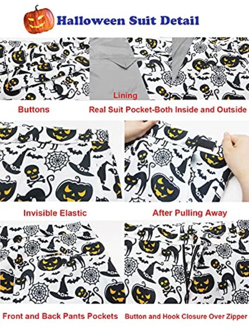 ACH Halloween Suit for Men Party Costume Adult in Different Prints 3PCS Ugly Funny Men’s Jacket Outfit Cosplay with Tie Pants