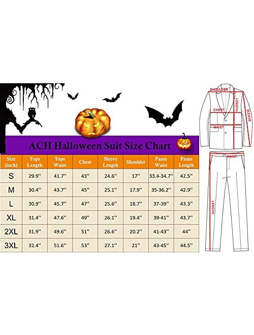 ACH Halloween Suit for Men Party Costume Adult in Different Prints 3PCS Ugly Funny Men’s Jacket Outfit Cosplay with Tie Pants