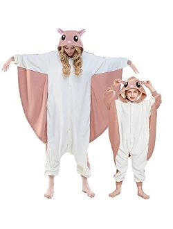 NEWCOSPLAY Unisex Adult Kid Flying Squirrel Pajamas Plush One Piece Costume Family