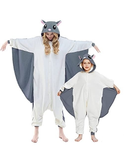 NEWCOSPLAY Unisex Adult Kid Flying Squirrel Pajamas Plush One Piece Costume Family