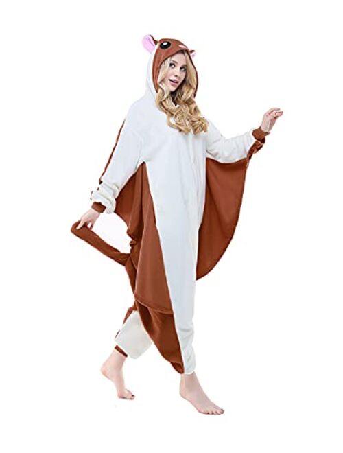 NEWCOSPLAY Unisex Adult Kid Flying Squirrel Pajamas Plush One Piece Costume Family