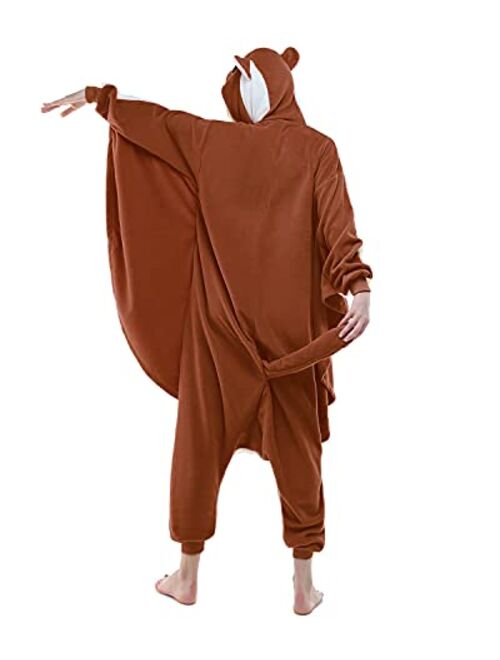 NEWCOSPLAY Unisex Adult Kid Flying Squirrel Pajamas Plush One Piece Costume Family