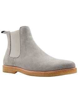 JIONS Slip-on Suede Chelsea Boots Men, Genuine Leather Ankle Dress Bootie with Crepe Sole