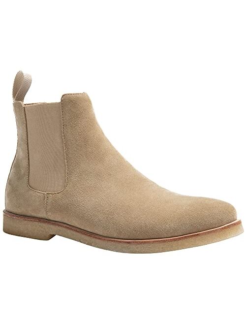 JIONS Slip-on Suede Chelsea Boots Men, Genuine Leather Ankle Dress Bootie with Crepe Sole