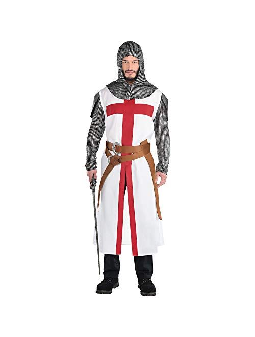 Party City Crusader Warrior Halloween Costume for Adults, Standard Size, Includes Cowl, Tunic and Belt