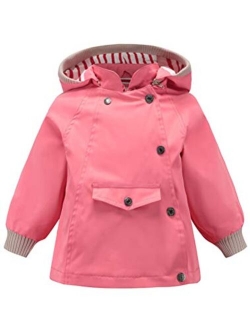 Mallimoda Boys Girls Waterproof Rain Jacket Coat Cotton Lined Raincoat Windproof Hoodies Outwear