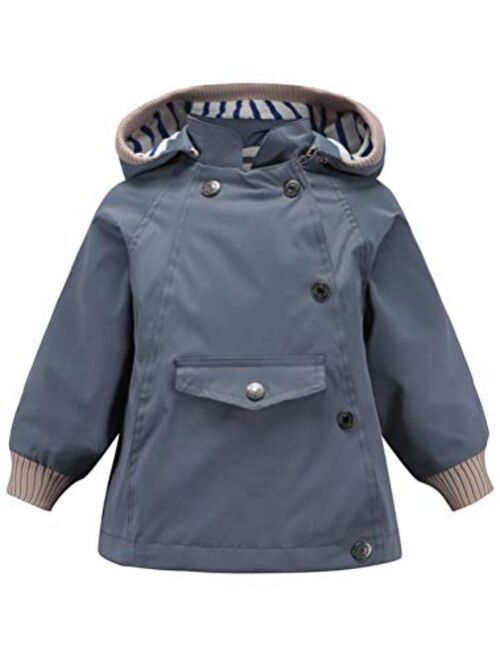 Mallimoda Boys Girls Waterproof Rain Jacket Coat Cotton Lined Raincoat Windproof Hoodies Outwear