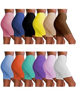 Sexy Basics Womens 12 Pack Sheer & Sexy Cotton Spandex Boyshort Yoga Slip-Short Boxer-Briefs