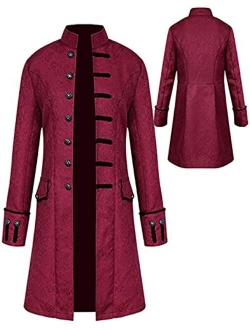 Mens Vintage Tailcoat Jacket Goth Long Steampunk Formal Gothic Victorian Frock Coat Costume for Halloween