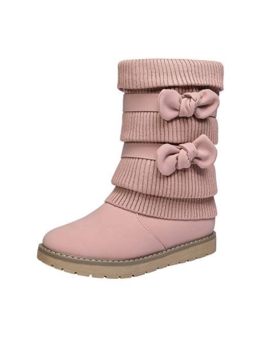 DREAM PAIRS Girl's Winter Snow Boots Faux Fur Lined Mid Calf Shoes