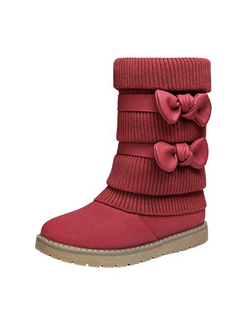 DREAM PAIRS Girl's Winter Snow Boots Faux Fur Lined Mid Calf Shoes