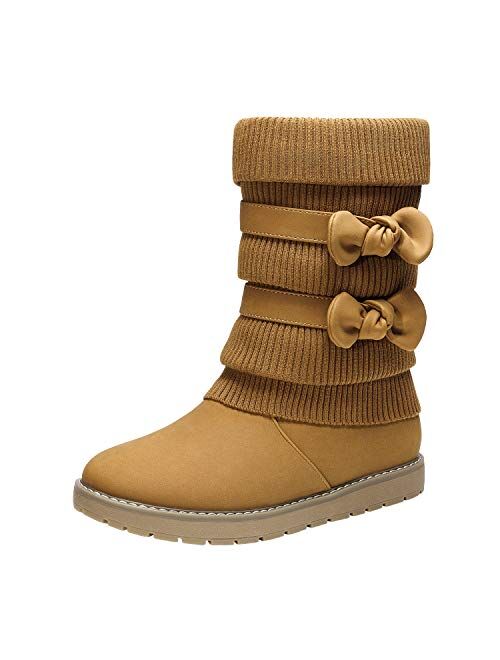 DREAM PAIRS Girl's Winter Snow Boots Faux Fur Lined Mid Calf Shoes