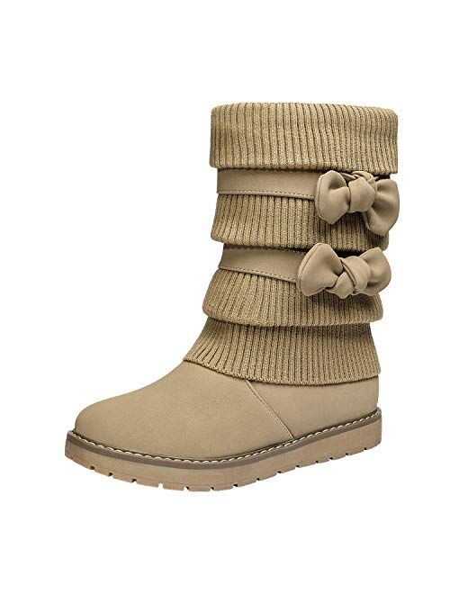 DREAM PAIRS Girl's Winter Snow Boots Faux Fur Lined Mid Calf Shoes