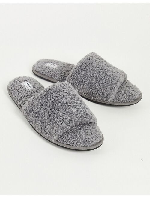 Asos Design house slipper in gray shearling