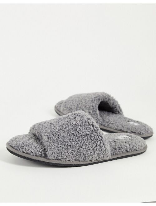 Asos Design house slipper in gray shearling