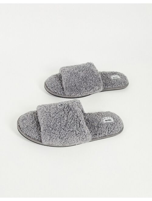 Asos Design house slipper in gray shearling