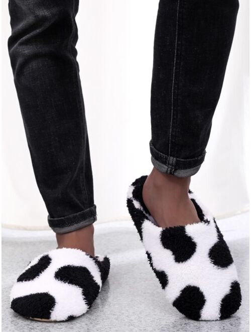 Shein Men Cow Print Fluffy Slippers