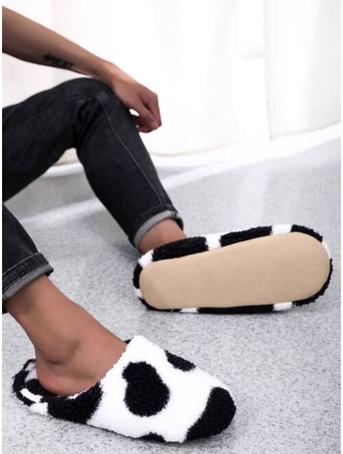 Shein Men Cow Print Fluffy Slippers