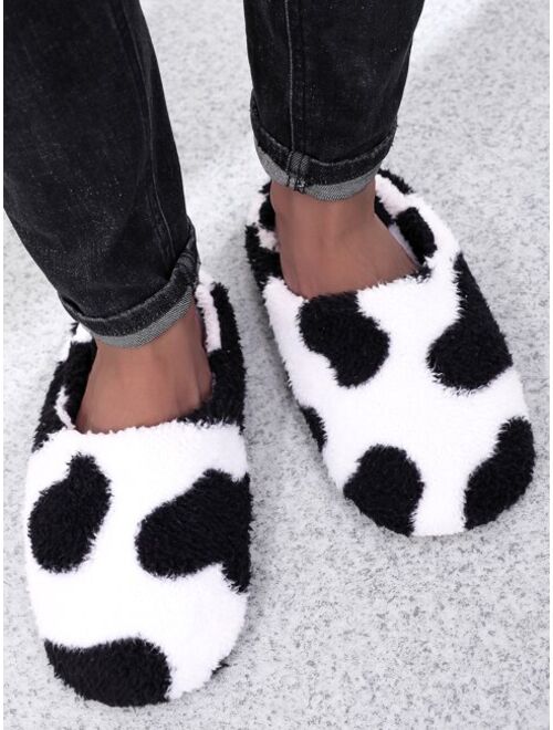 Shein Men Cow Print Fluffy Slippers