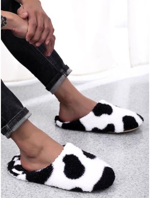 Shein Men Cow Print Fluffy Slippers