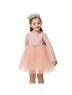 TTYAOVO Little Girls Long Sleeve Soft Tutu Skirt Casual Dress