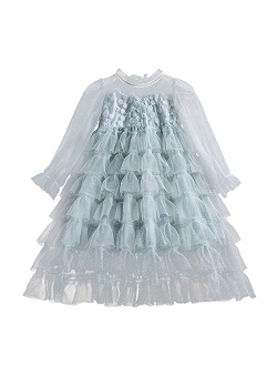 TTYAOVO Little Girls Long Sleeve Soft Tutu Skirt Casual Dress