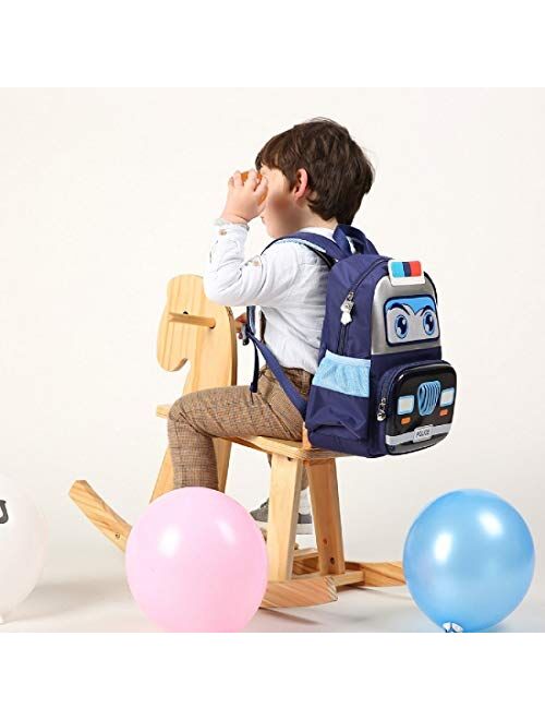 Kids Toddler Police Car Backpack with Lunch Box, School Bag Preschool Kindergarten Bookbags
